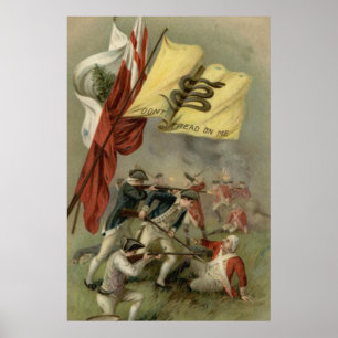 Póster Gadsden Flag Revolucionário War Bunker Hill