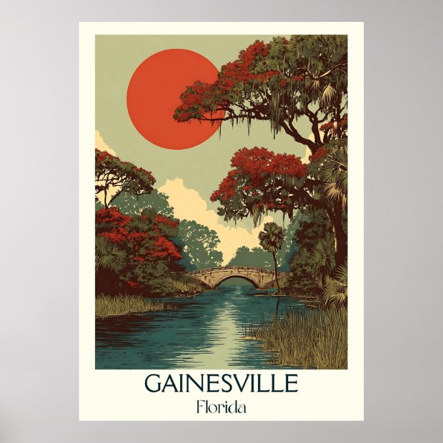 Poster Gainesville Florida Vintage Nature Viagem Art (Frente)