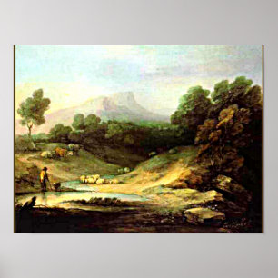 Poster Gainsborough - Paisagem de montanha com Shepherd