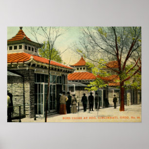 Póster Gaiolas de pássaro no jardim zoológico, vintage 