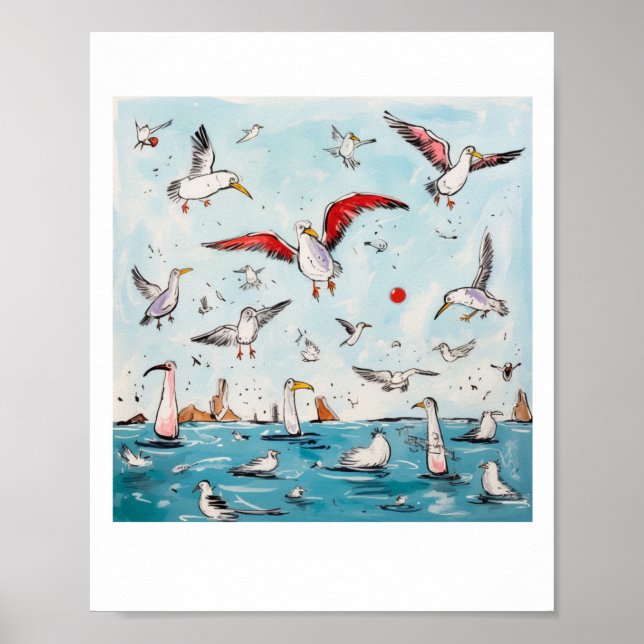 Poster Gaivota, pássaro, aves voando (Frente)