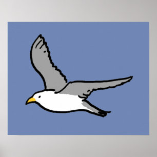 Poster Gaivota voando. Um pássaro em voo