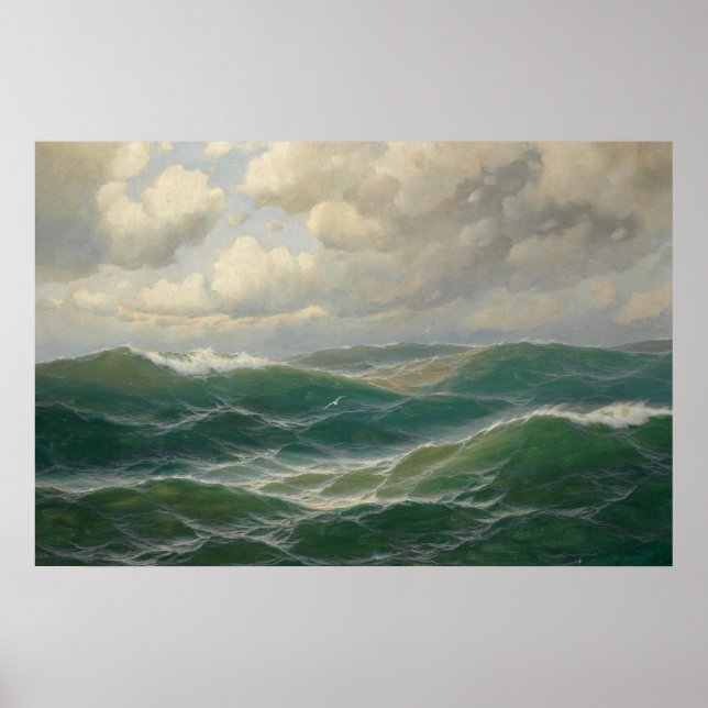 Póster Gaivotas Sobre Ondas por Max Jensen (Frente)