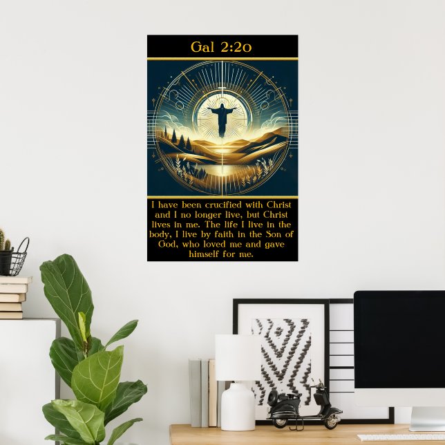Poster Gal 2:20 Presença divina acima das montanhas seren (Escritório em casa)