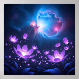 Poster Galactic Bloom Garden under the Cosmic Light