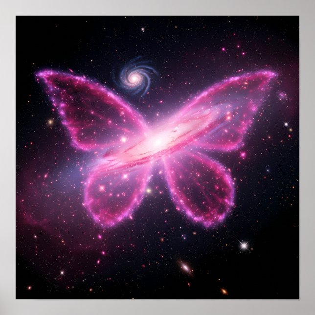 Poster Galactic Butterfly of Light in a Cosmic Sky (Frente)