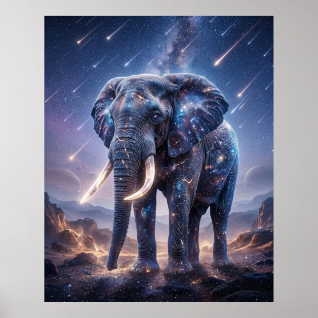 Poster Galactic Elephant Starfall Sky (Frente)