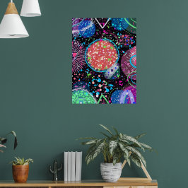 Poster Galactic Neighborhood: Abstract Art  Postcard