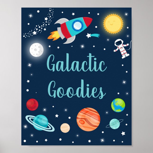 Poster Galáctica Goodies Space Rocket Ship Plants Party (Frente)