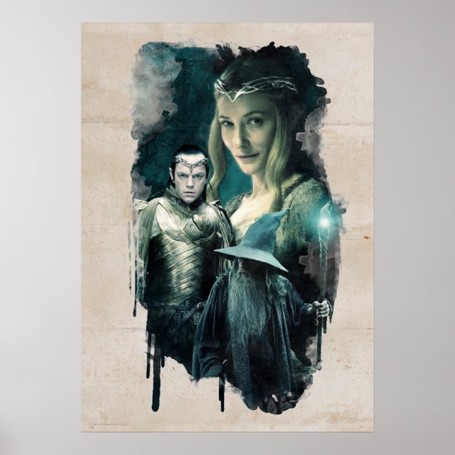 Poster Galadriel, ELROND™ e Gráfico Gandalf (Frente)