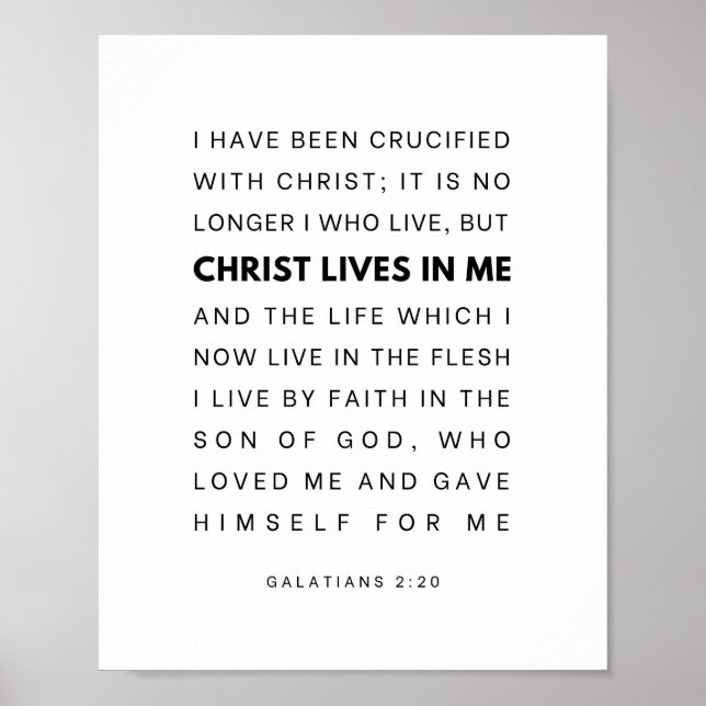 Poster Gálatas 2:20 Cristo vive em mim (Frente)