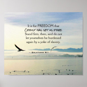 Poster Galatianos 5:1 Para Cristo de LIBERDADE nos libert