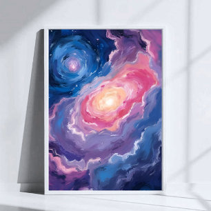 Poster Galáxia Acima   Estrelas do Céu Aquarela Pastel
