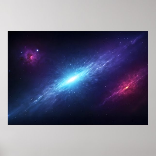 Poster Galáxia Azul Vibrante Supernova Espaço Exterior (Frente)