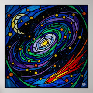 Poster Galáxia Cósmica Arte de Vidro Obtida
