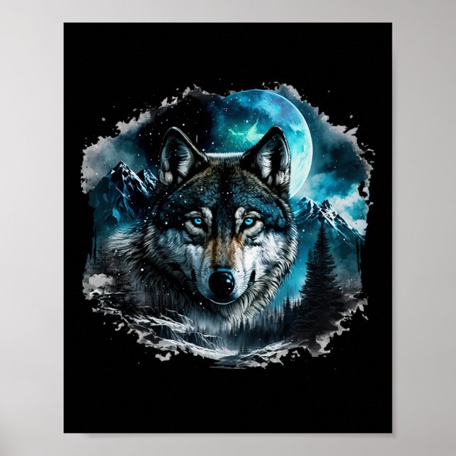 Poster Galáxia da Floresta Moon de Terra Icy do Lobo das  (Frente)