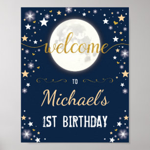 Poster Galáxia da Lua de Aniversário do Garoto das Estrel