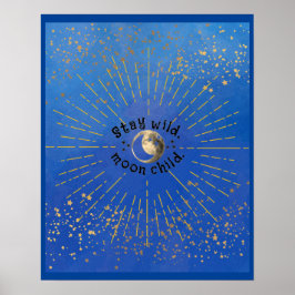 Poster Galáxia das Estrelas da Lua Azul Moderna Permanênc