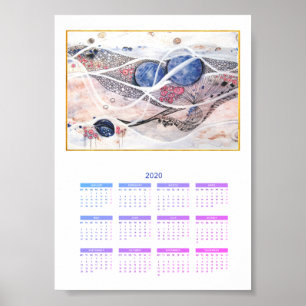 Poster Galáxia de Cheio Moderno do Calendário 2020