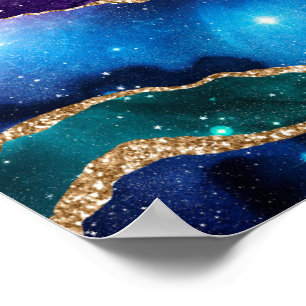 Poster Galáxia de Pedra Agácida Marmoreada Faux Brilhante