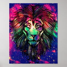Poster Galáxia do Hipster Rainbow Lion