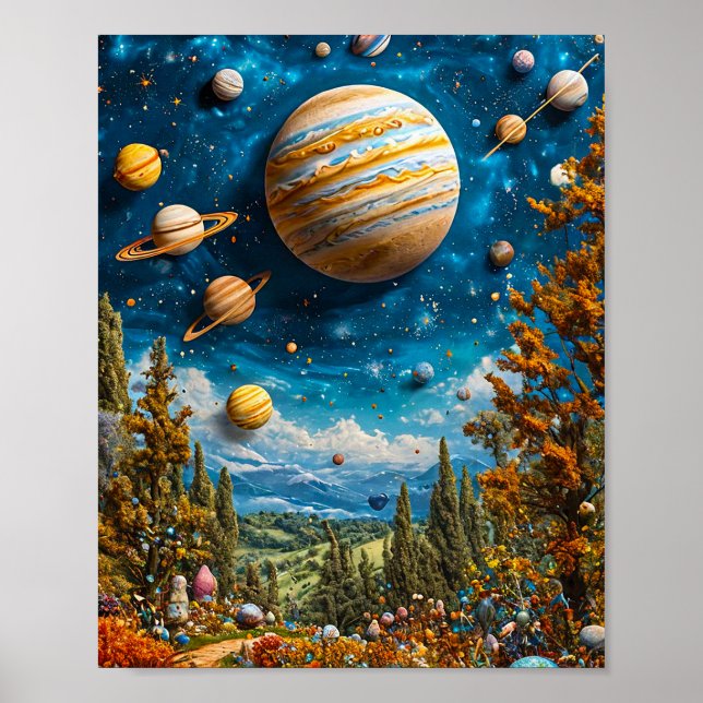 Poster Galáxia dos planetas da Lua (Frente)