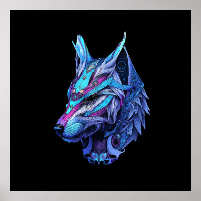 Poster Galáxia Espacial Steampunk do Lobo Fantasia Futurí (Frente)