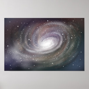 Poster Galáxia espiral fantástica brilhando no espaço ext