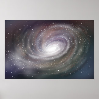 Poster Galáxia espiral fantástica brilhando no espaço ext