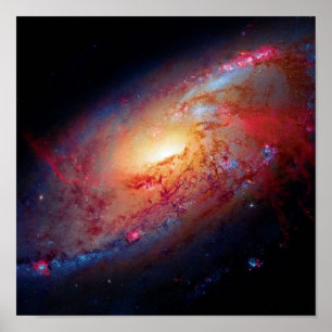Poster Galáxia Espiral Messier M106 Foto do Espaço Exteri