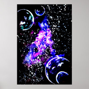 Poster Galáxia Roxa com Planetas