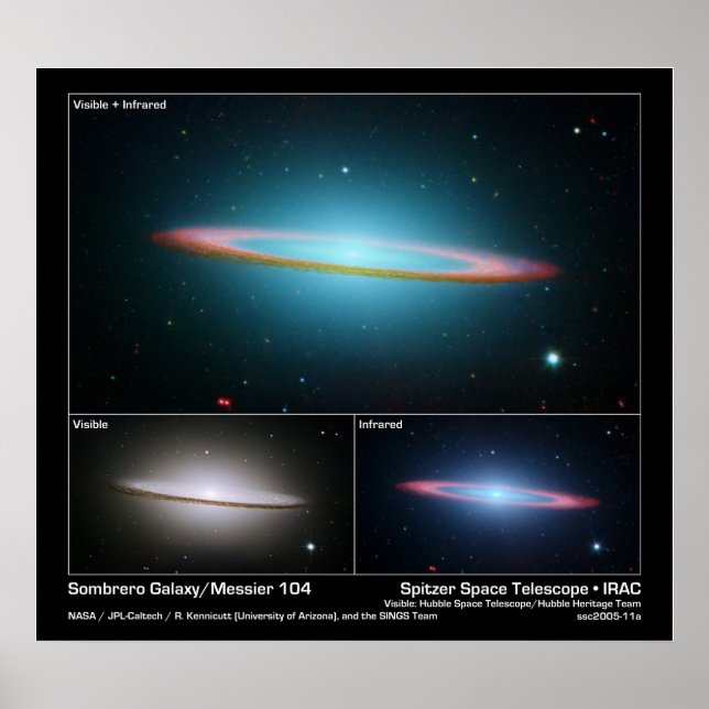 Poster Galáxia Sombrero (Messier 104) - Telescópio Espaci (Frente)