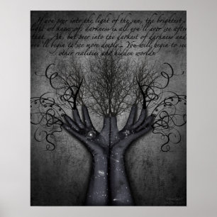 Póster Galáxias pretas das luvas que alcançam a escurid