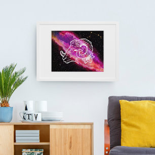 Poster Galaxy Aries Constelação Zodiac - Sinal Wall Art