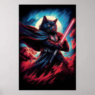 Poster Galaxy Cat Swordsman