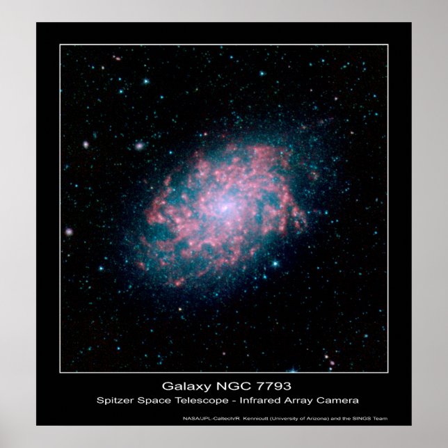 Póster Galaxy NGC 7793 - Spitzer Space Telescope - Infrav (Frente)