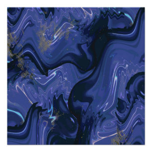 Póster Galaxy Swirl Blue Glitter Abstrato Padrão cósmico