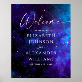 Poster Galaxy Welcome Wedding Sign | Space Starry Night
