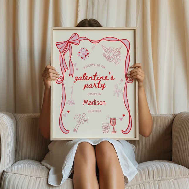 Poster Galentine's Day Party Downloadable Welcome  (Criador carregado)