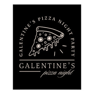 Póster Galentines pizza melhores festas negras