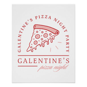 Póster Galentines pizza namorados estética