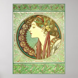 Póster Galeria Alphonse Mucha Laurel Vintage NouveauHD