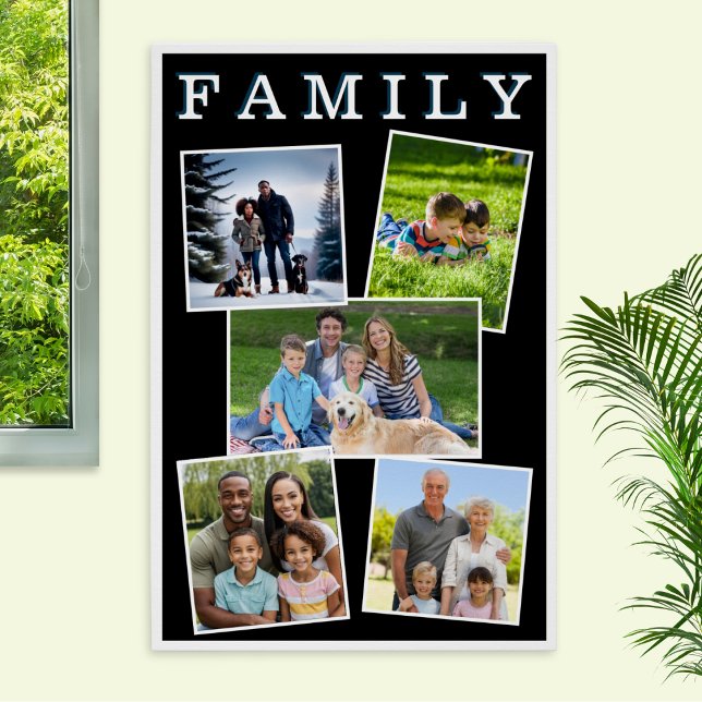 Póster Galeria de Imagens Elegantes de Fotos da Família (Create your own custom poster with five favorite family photos)