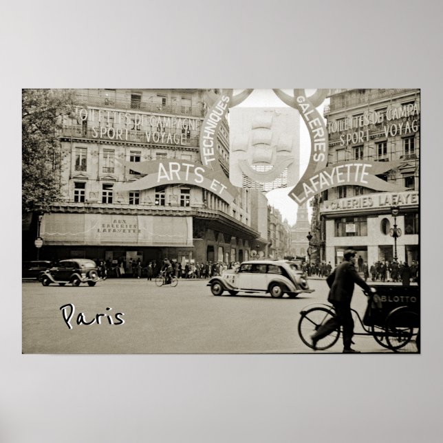 Poster Galeries Lafayette Paris Haussmann 1940 Fotografia (Frente)