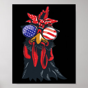 Poster Galinha 4 de julho Camisa amante de frango america