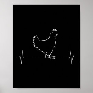 Poster Galinha Animal Vintage Batimento cardíaco