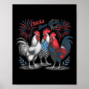 Poster Galinha Bonita Boom Boom Engraçado Frango 4 De Jul
