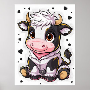 Poster Galinha-cartoonesa-branca com olhos expressivos gr
