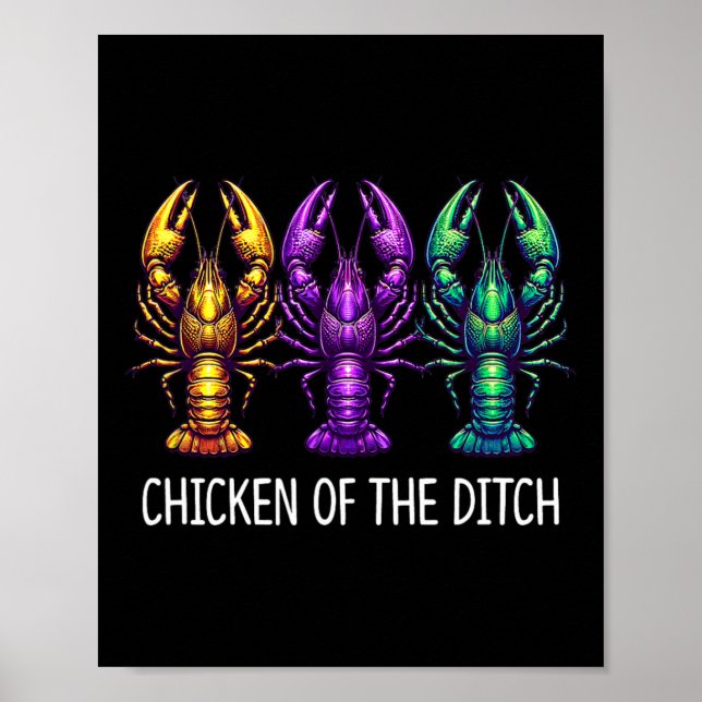 Poster Galinha Da Ditch - Mardi Gras Cajun Crawfish - (Frente)