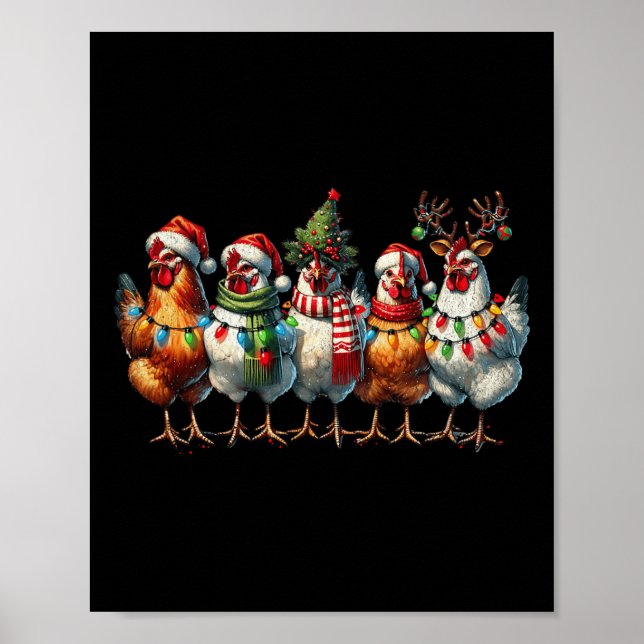 Poster Galinha das Luas de Natal Fazenda Animal Bonito Na (Frente)